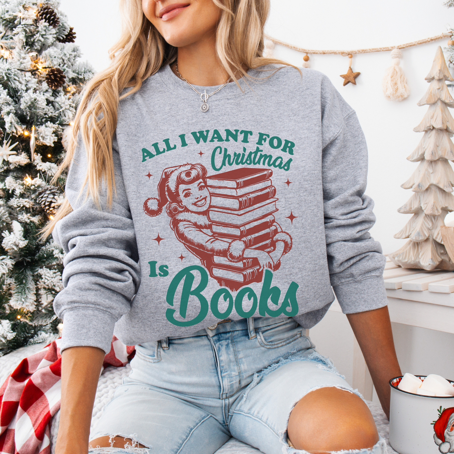 Cozy Bookworm Holiday Sweatshirt